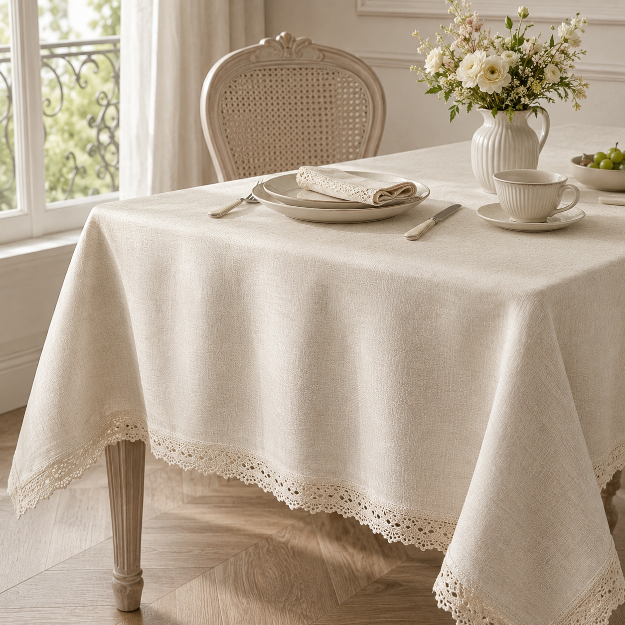 Nuvessiae™ Bellecroft Lace-Edge Tablecloth